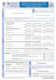Modelo 111: первая страница бланка